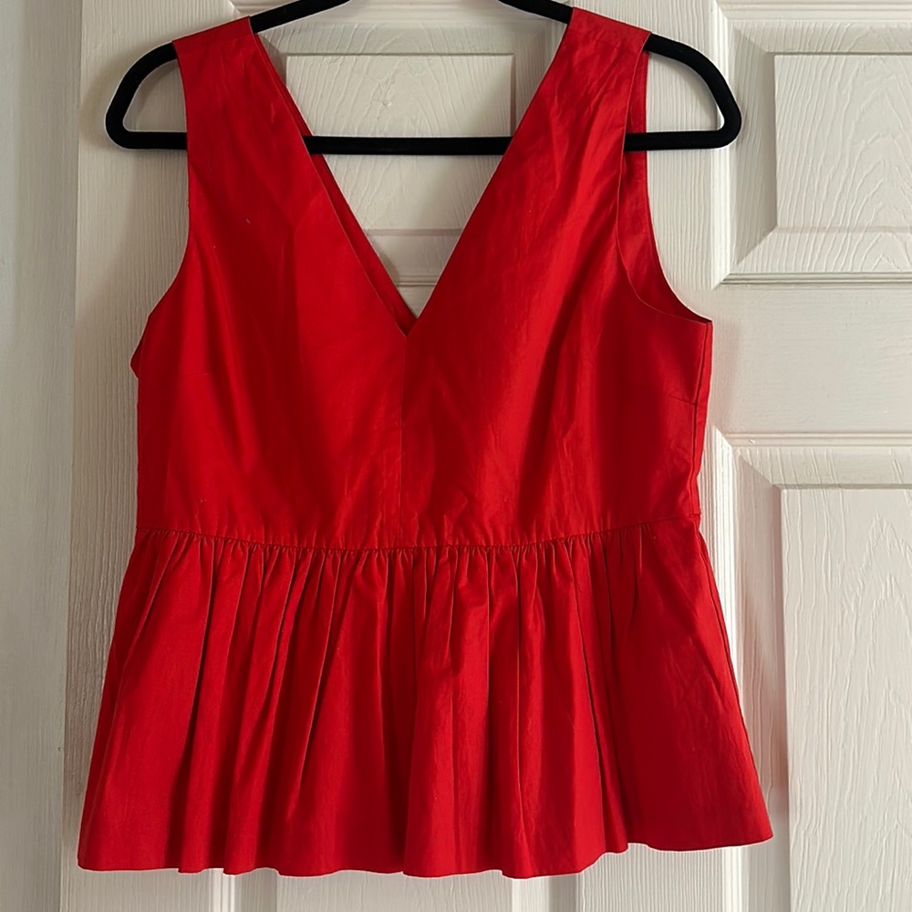 J. Crew Red sleeveless peplum